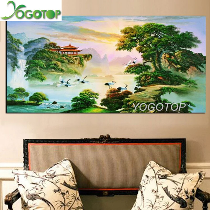 

Full Square round diamond Longevity pine crane illustration 5D Cross stitch Rhinestone Mosaic Diamond Painting Home Decor YY4452