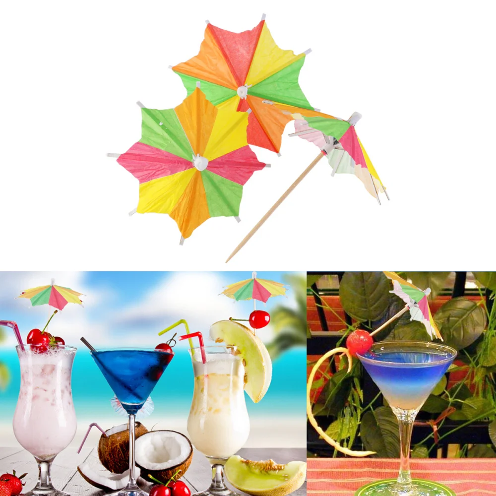 

144pcs Eight-square Paper Cocktail Drink Sticks Parasol Umbrella Picks (Random Color)