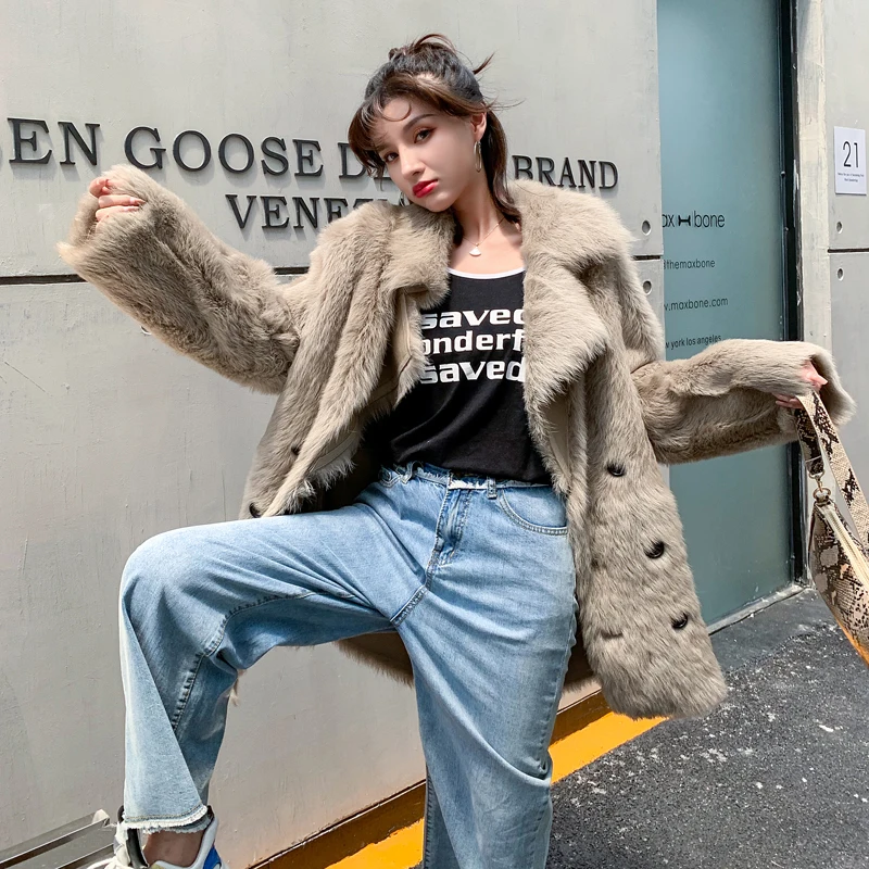 Новинка 2020 пальто из натурального меха Женское зимнее овечьей шерсти Женская