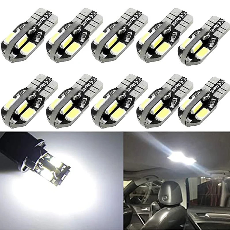 

10PCS T10 5730 SMD W5W 2W White Lights 194 168 2825 LED Car Side Trunk Boot Light Bulb DC 12V Instrument Panel Lamp Reading Lamp