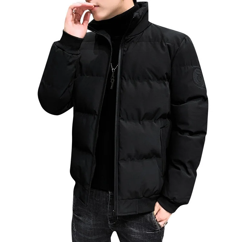 

Men's Cotton-padded Jacket 2021 Winter Trend Tiger Head Logo Short Padded Men's Jacket Thick Casual Down Padded Jacket Men AUSO