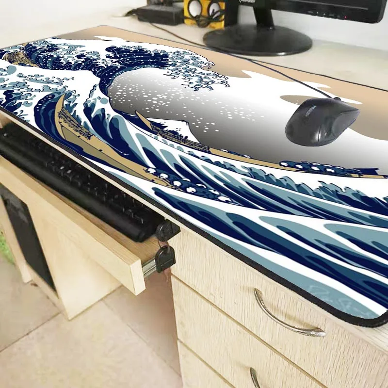 Большой коврик для мыши Mairuige Great Wave Off Art из натурального каучука компьютерный