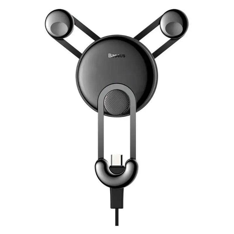 Typec Black BASEUS держатель для мобильного телефона Gravity 360 Вращающийся вентиляционный Автомобильный держатель для телефона Подставка с зарядным кабелем для телефонов 4,0-6,5 Дюймов - Цвет: Typec Black