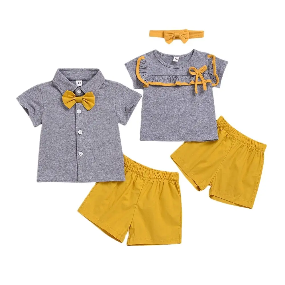 Летняя новая одежда для маленькой девочки 2 шт./компл. брата и сестры одинаковые