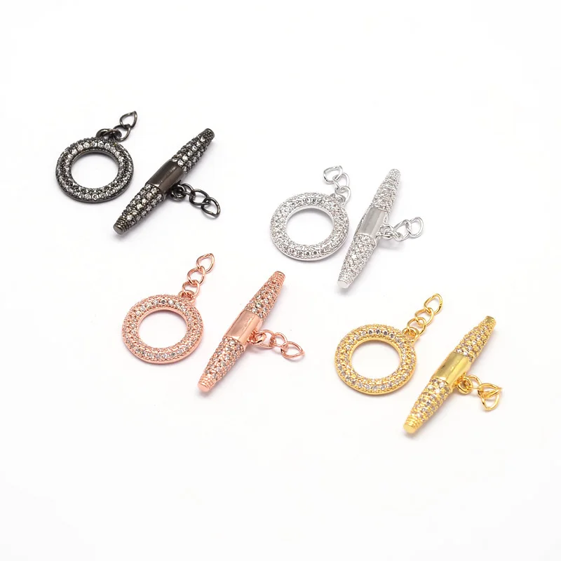 

5pcs Brass OT Clasp Crystal Cubic Zirconia Ring Toggle Clasps Connector End Clasp for Jewelry Making DIY Bracelet Necklace