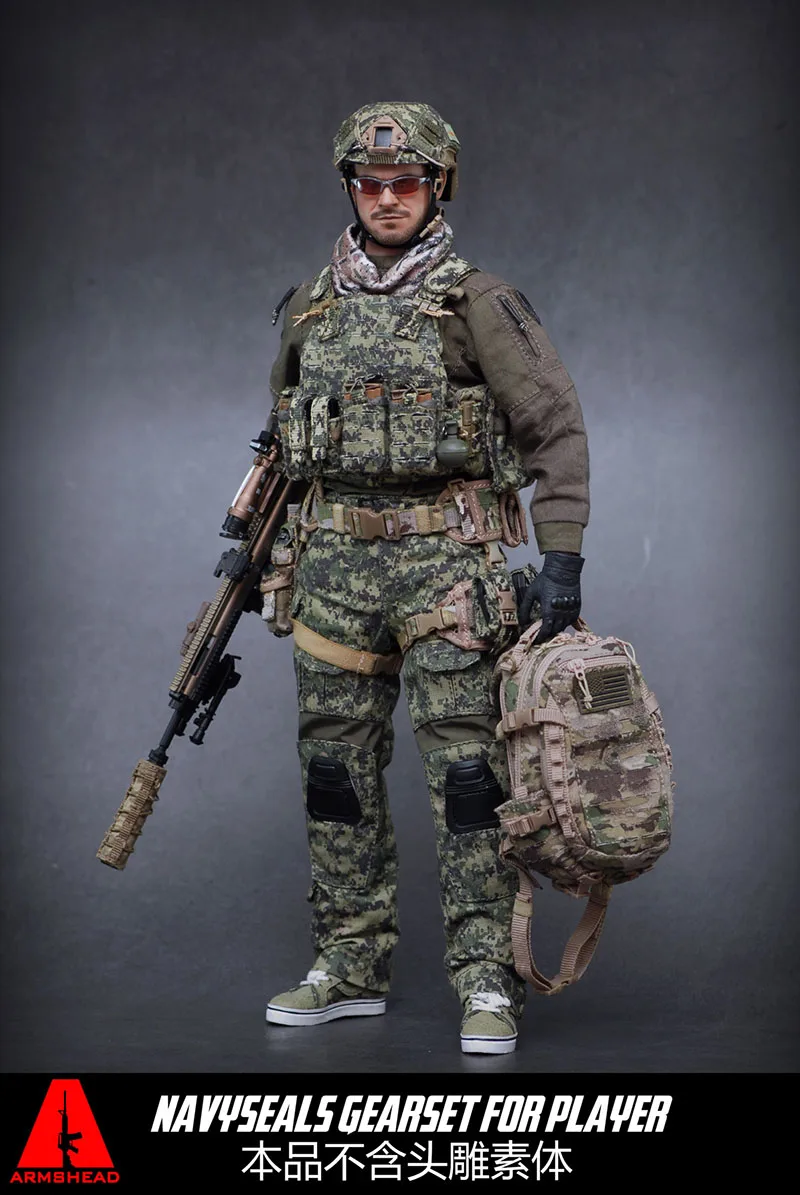

1/6 SEAL Special Forces Male Soldier Camouflage Clothes Set Model ARMSHEAD*ES AES001 Fit 12'' Man Action Figure Body
