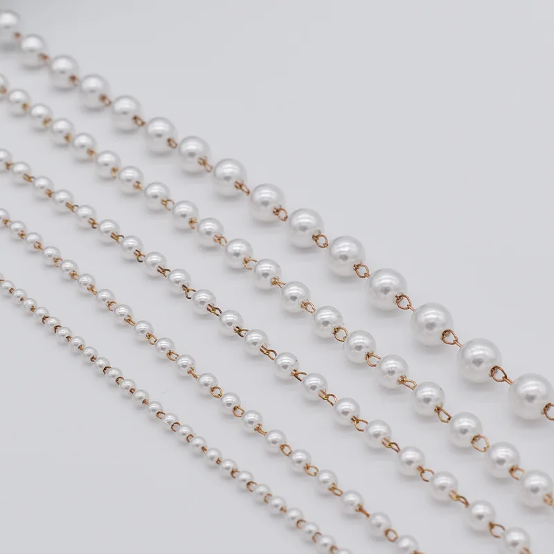 

1meter Beaded Chain 3-8mm Imitation Pearl Chain Handmade Copper Necklace Chain Accessories for Jewelry Making DIY Components