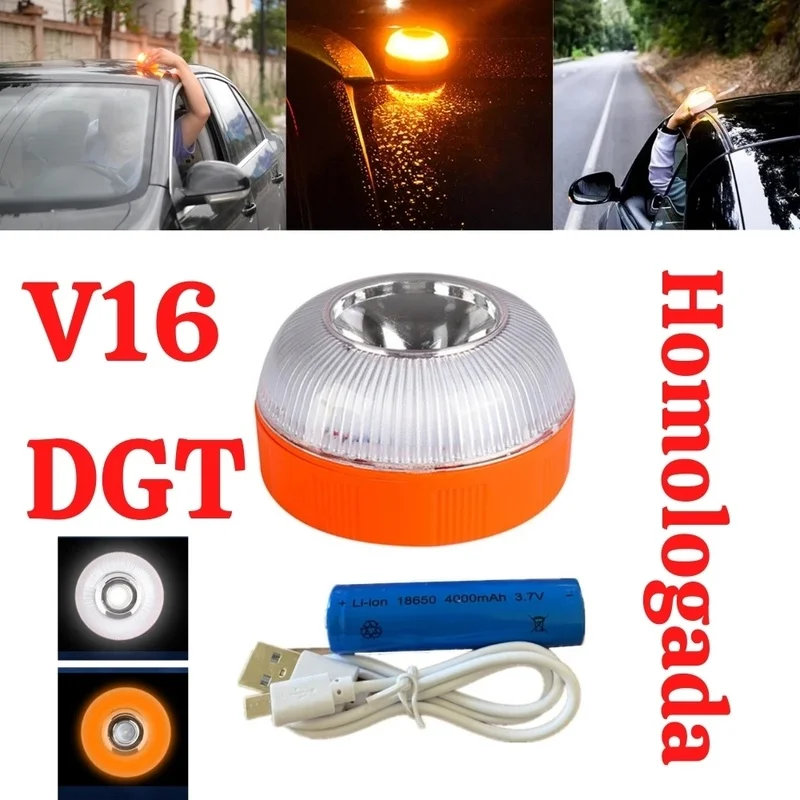 

Car Emergency Light V16 Homologated Dgt Help Flash Magnetic Flashing Beacon Roadside Traffic Safety Warning Lamp Stop V16 Signal