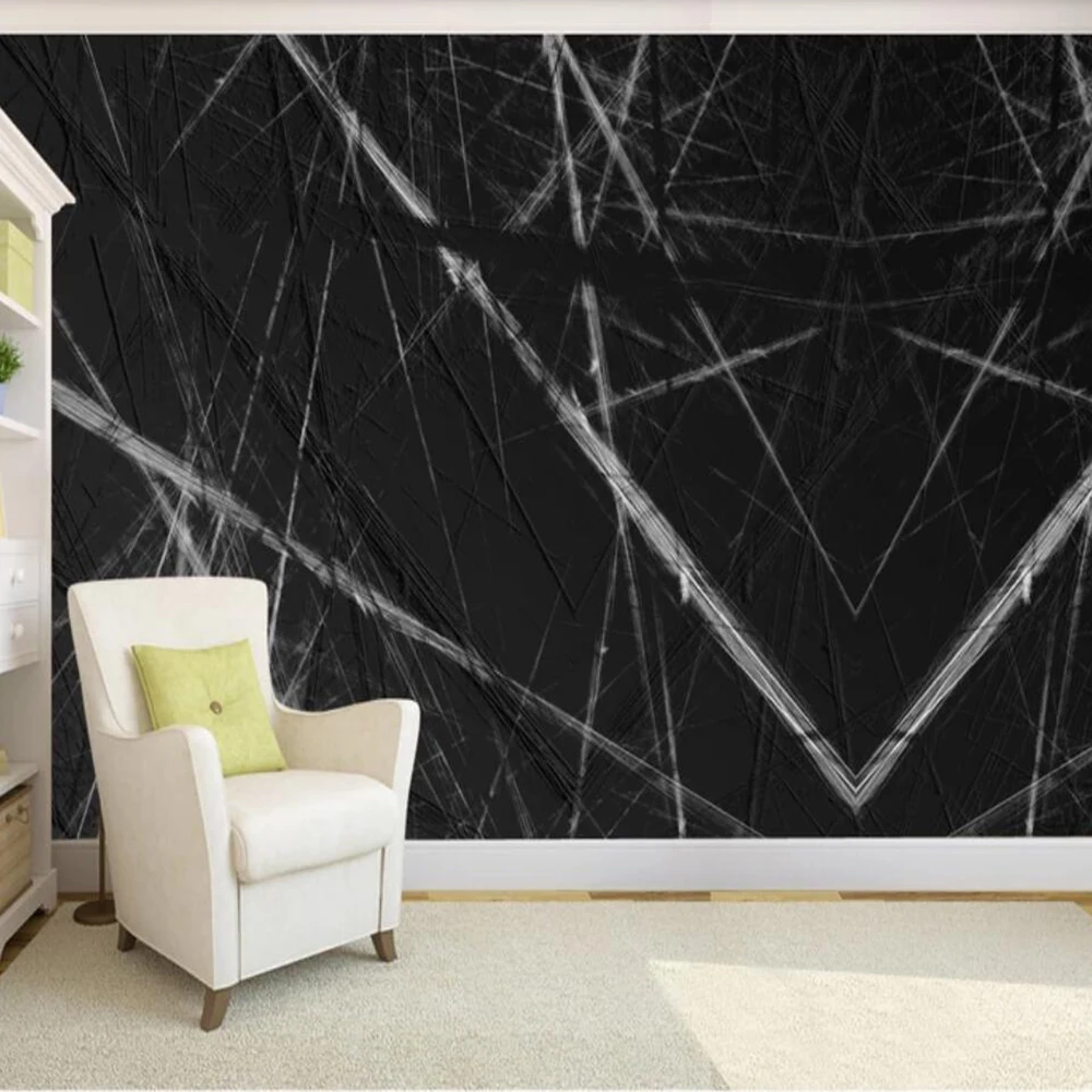 

Milofi custom 3D wallpaper mural Nordic black texture line sketch background wall living room bedroom decoration painting wallpa