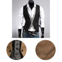 suit vest buttons closure soft texture all match fashion men layered formal vest business vest for dating