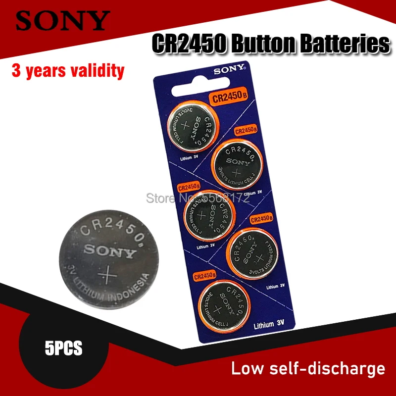 

5 шт. 100% оригинальный Sony CR2450 CR 2450 3 в 550 мАч литиевые батареи для часов Часы слуховые аппараты шагомер Кнопка монетница