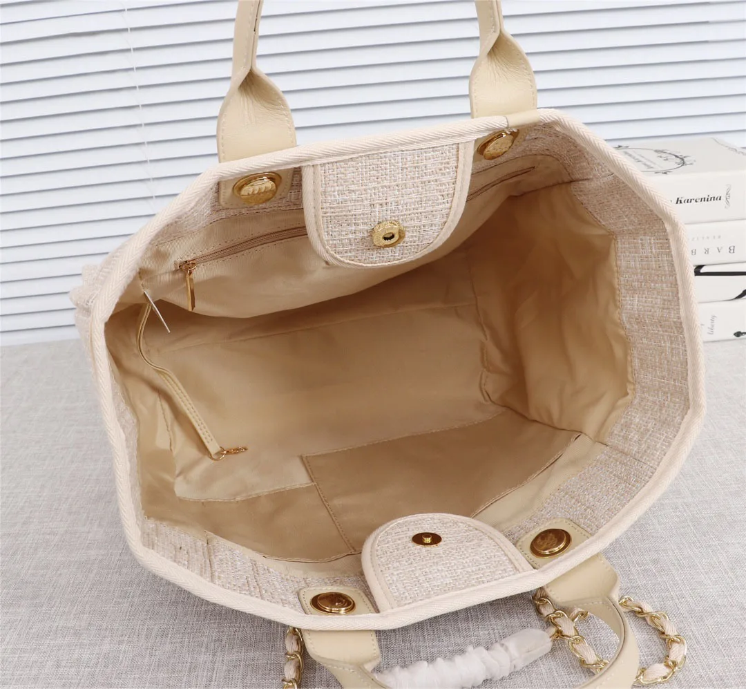 

2020 new canvas beach bag women fashion shopping bag handbag shoulder bag woven chain bag tide