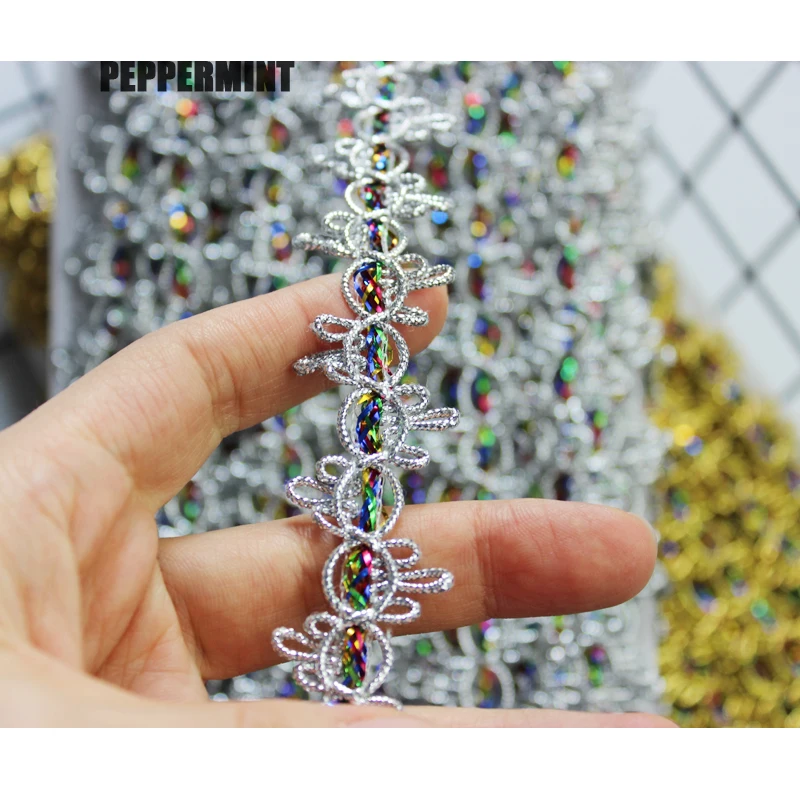 Золотистая тесьма с зигзагом 3 ярдов 20 мм металлическая золотистая плетеная