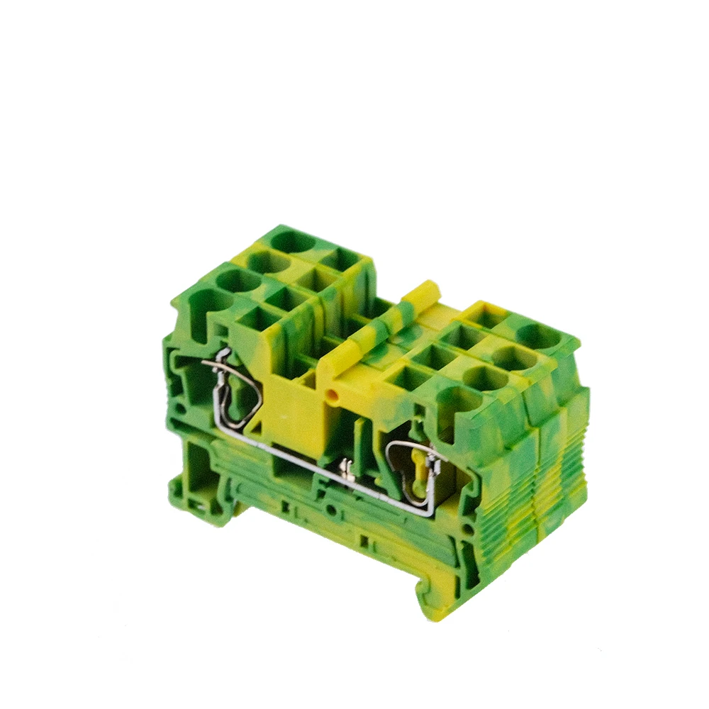 PE Din Rail Terminal Blocks 10Pcs ST-2.5PE  Connectors Return Pull Type Spring Cage Connection Ground Terminal Blocks Screwless