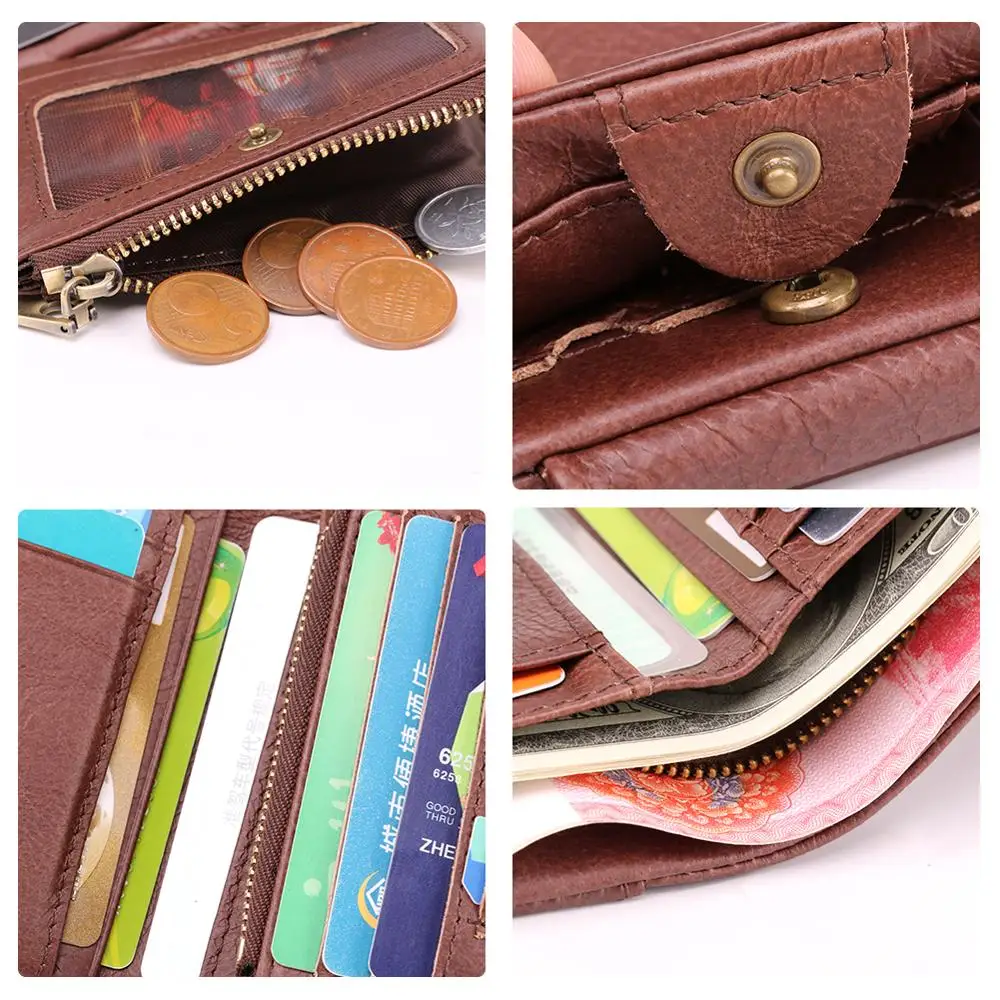 Мужские кошельки JOYIR из натуральной кожи винтажный кошелек в три сложения на