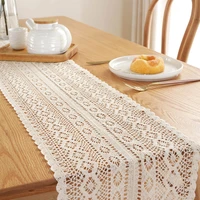 pastoral style crochet knitting hollowed out table runners lace tassel table flag tv tea table cloth home decorate