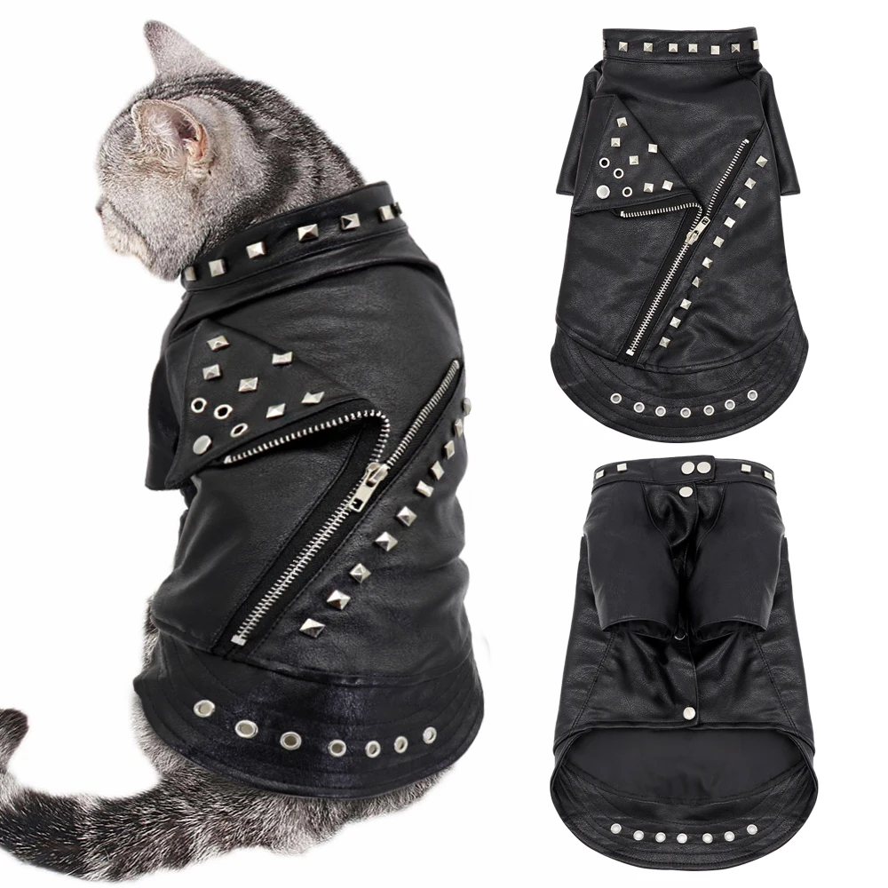 

Leather Cat Jacket Warm Dogs Cat Clothes Coat Autumn Winter Pet Clothing Puppy Kitten Outfits Costumes for Chihuahua Yorkshire