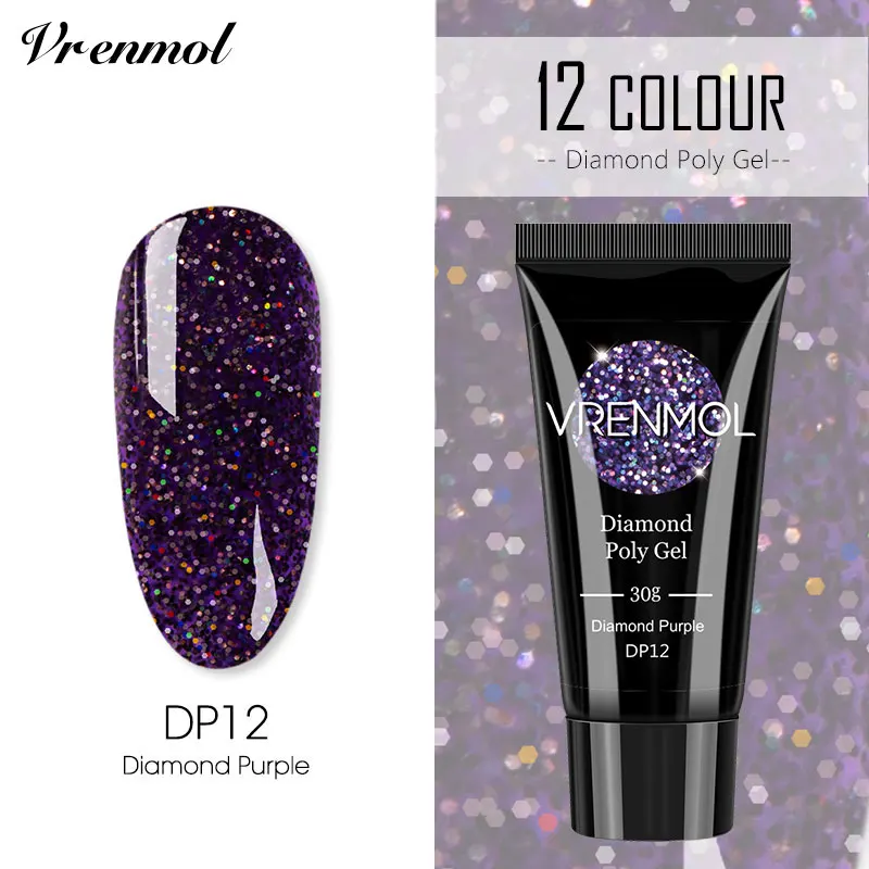 30ml DP12 Vrenmol Poly гель Semic Перманентный не чистый лак верхнее Базовое покрытие гель лак верхнее покрытие Базовое покрытие основа прозрачный гель лак - Цвет: 30ml DP12