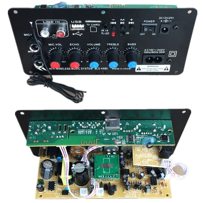 

Digital Bluetooth Stereo Amplificador Subwoofer Dual Microphone Karaoke Amplifiers for 8-12 Inch Speaker D2-004 US Plug