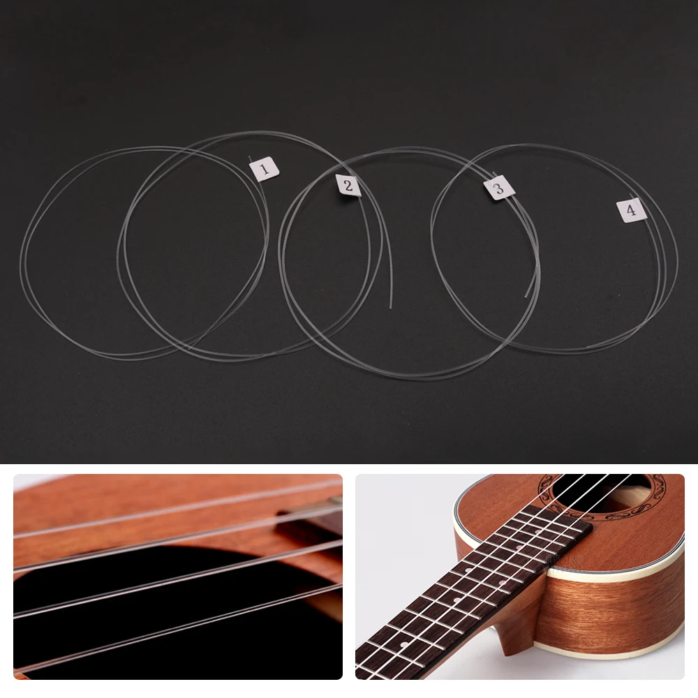 

4pcs Ukelele Strings Ukulele Uke Strings String Carbon Fiber Material Transparent Ukulele Accessarise