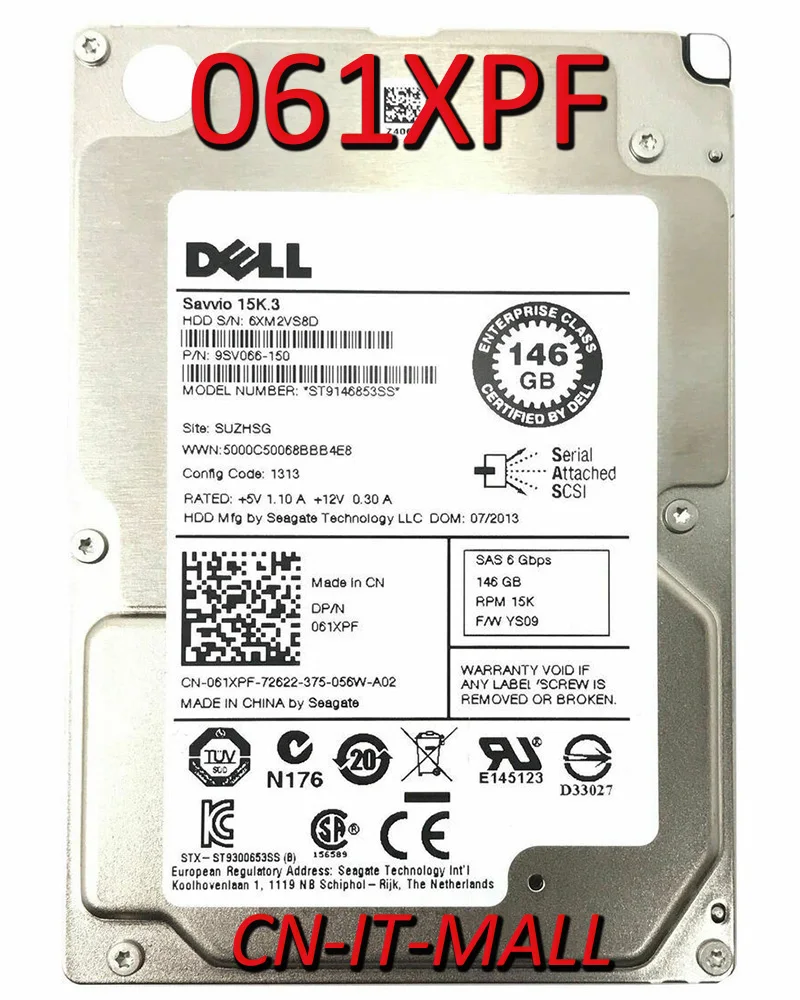 

061XPF 61XPF ST9146853SS 146GB 15000 RPM 64MB Cache SAS 6Gb/s 2.5" Internal Enterprise Hard Drive