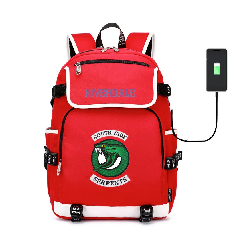 Riverdale canvas Backpack usb charging School Bags South Side Serpents shoulder bag Laptop travel rucksack for teenagers | Багаж и сумки