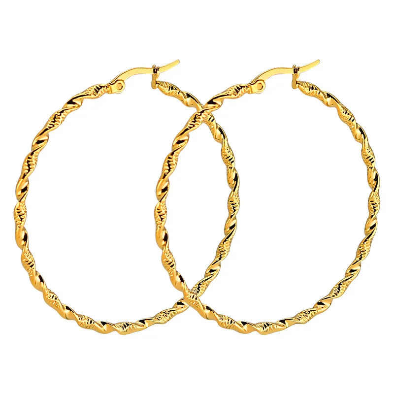 

AsJerlya New Arrival Stainless Steel Hoop Earrings For Women Gold Silver Color Earrings Trendy & Classic Earrings