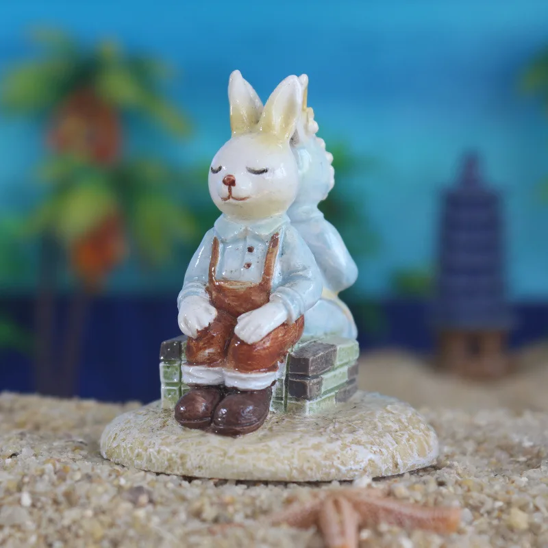 Rabbit white rabbit creative couple sand accessories | Дом и сад