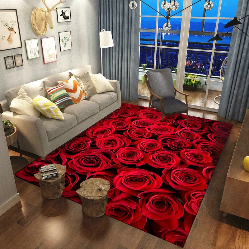 Красный/Розовый Цветы 3D коврики с принтом Свадебный декор большие ковры ко Дню