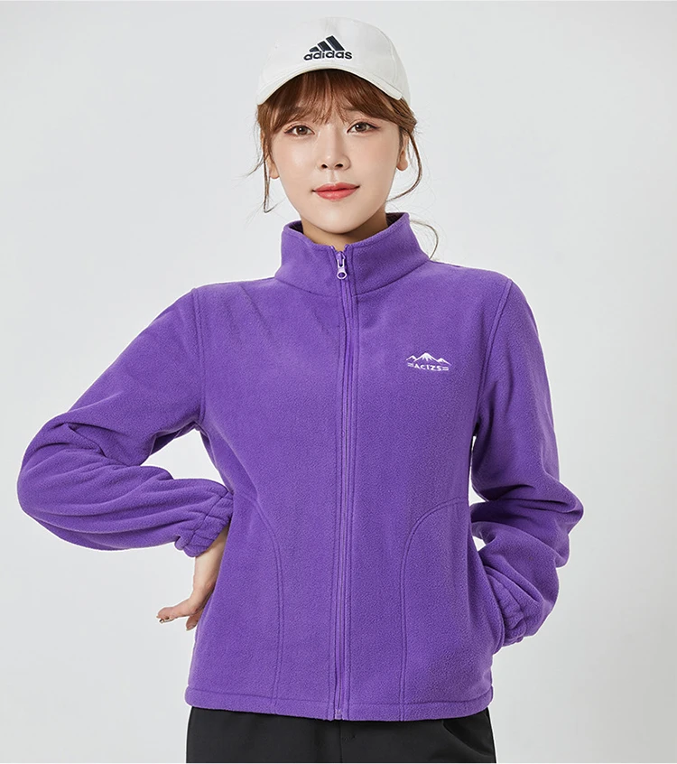 

New Double-Sided Polar Fleece Jacket Autumn Winter Women's Fleece Sweater Stand-up Collar Coat Man's Liner Outdoor Sports Jacket