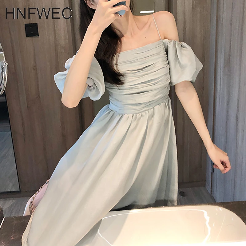 

Женское летнее платье с квадратным вырезом, коротким рукавом-фонариком и рюшами, туника с высокой талией, пикантные модные платья, P316, 2020