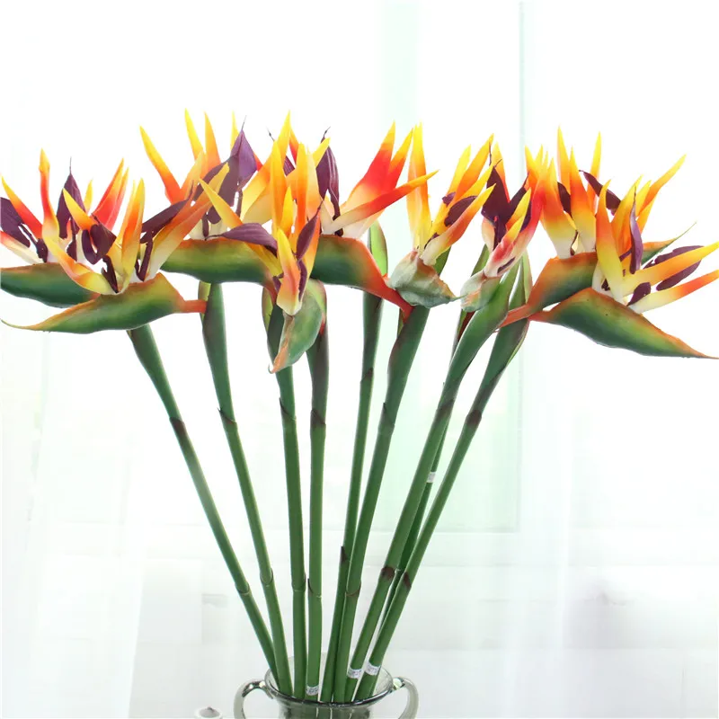 Качественные искусственные растения на ощупь рай птица цветы ткань для свадьбы