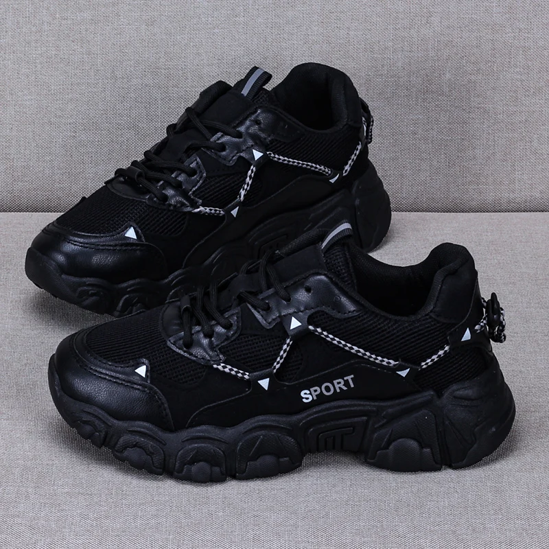

Spring Women Platform Chunky Sneakers INS Fashion Female Mixed Colors Lace Up Trainers Ladies Running Comfortable Casual Shoes