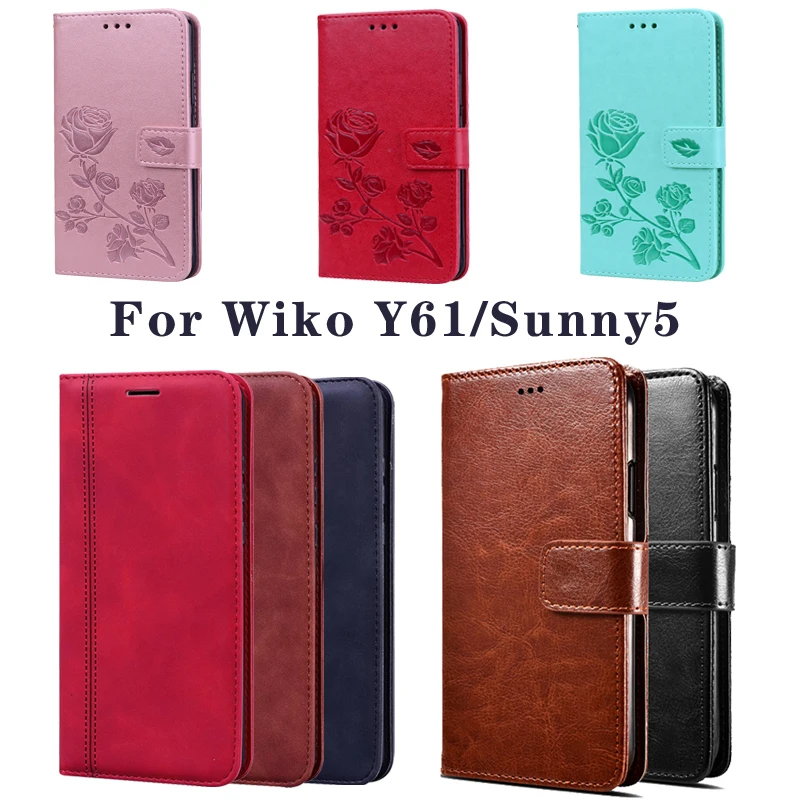 

Flip Case For Wiko Y61 Sunny5 Selfie Stand PU Leather Cover Case For Wiko Y 61 Sunny 5 Premium Wallet Funda Coque Case