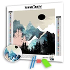 Набор для алмазной живописи, Алмазная мозаика 5D с волнистыми краями, полная круглая вышивка, для взрослых, с изображением гор, дерева, солнца, луны, птицы