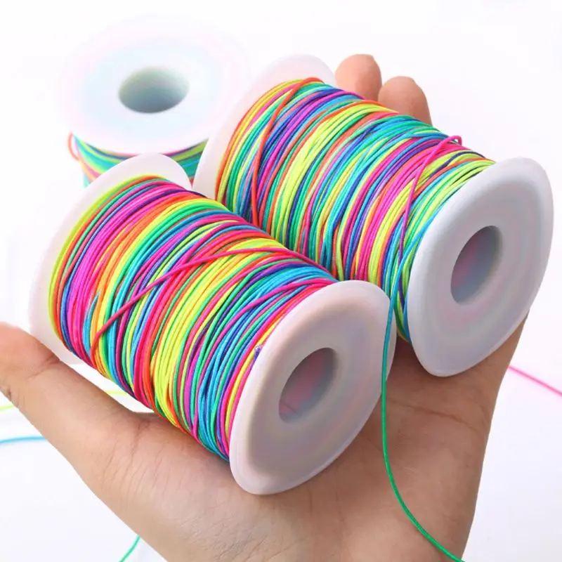 

100m Rainbow Colourful Elastic Cord 1mm Thread Stretch String Craft for Beading Braiding DIY Jewelry