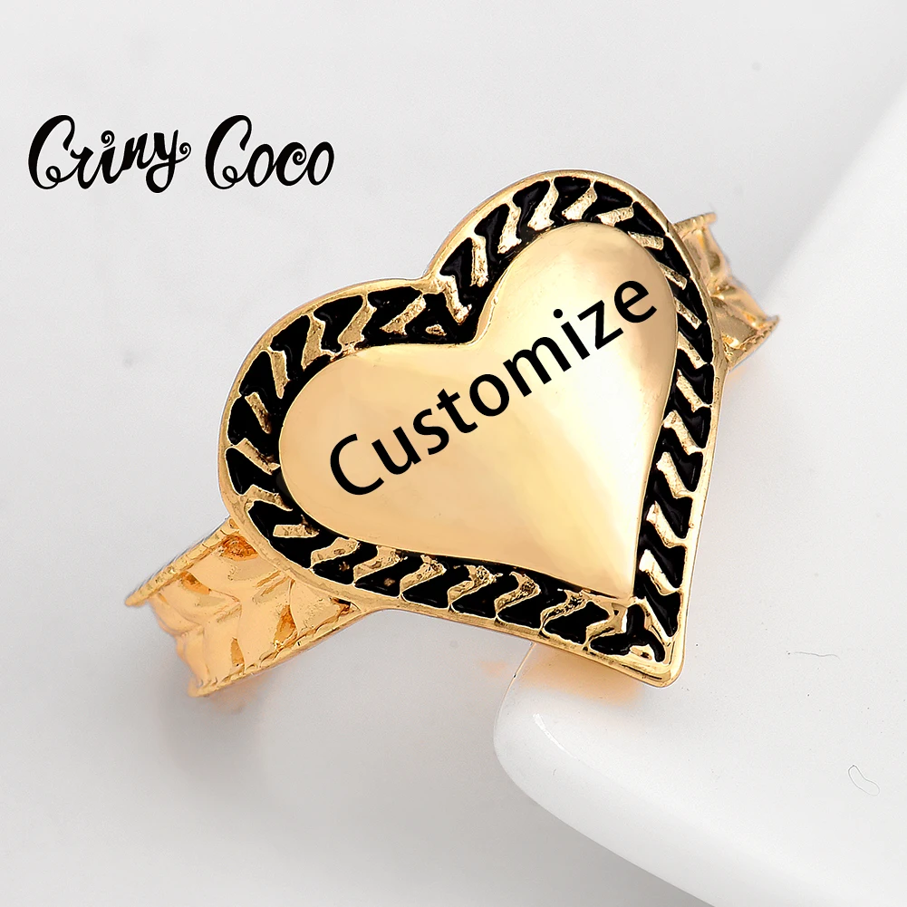 

Cring Coco Gold Heart Ring Fashion Hawaiian Polynesian Enamel Customized Personalized Name Jewelry Rings for Women Birthday Gift