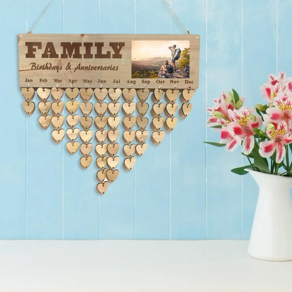 Деревянный календарь DIY доска Подвески Фоторамка резная текстовая для сообщений