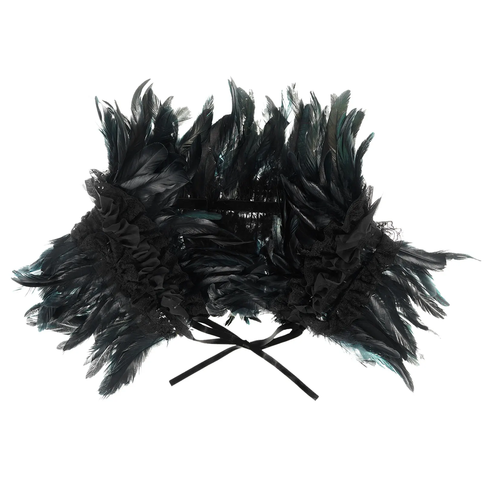 

Vintage Dyed Rooster Leather Shrug Shawl Collar Goth Punk Shoulder Wrap Cape Halloween Party Cosplay Lace Shrug Collar Costume