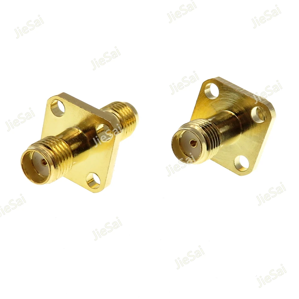 

2pcs SMA Female to Female Plug RF Connector 4 Hole Panel Flange Mount 50 Ohm