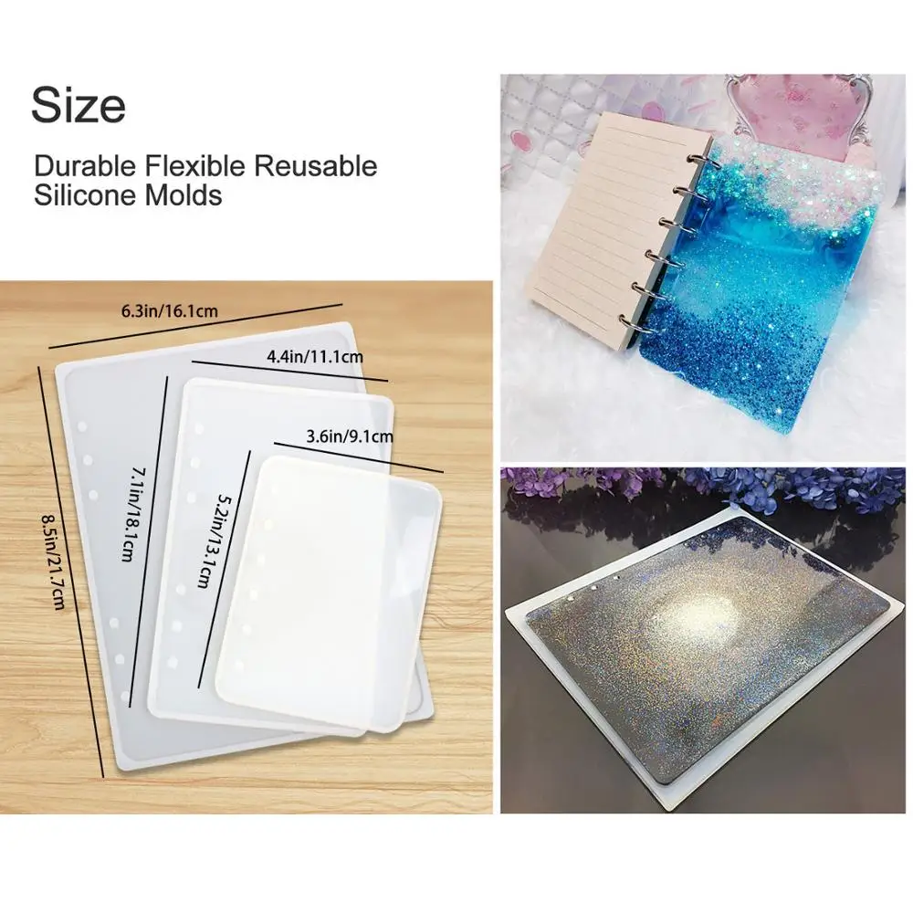 

Silicone Casting Molds Tool Set for A5 A6 A7 Notebook Cover Silicone Mould Casting Epoxy Resin Mould DIY Crafts