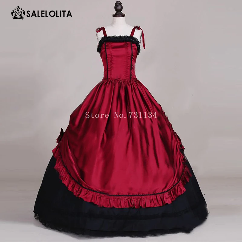 

Rococo Carnivale Gowns Medieval Red Gothic Victorian Queen Dress Marie Antoinette Masquerade Gown Costumes