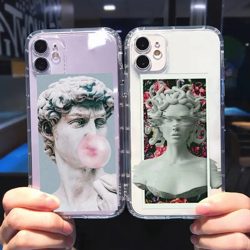 

Great Art Aesthetic David Mona Lisa Phone Cases Transparent Case For Iphone 6 6s 7 8 Plus XR X XS 11 12 Pro Max