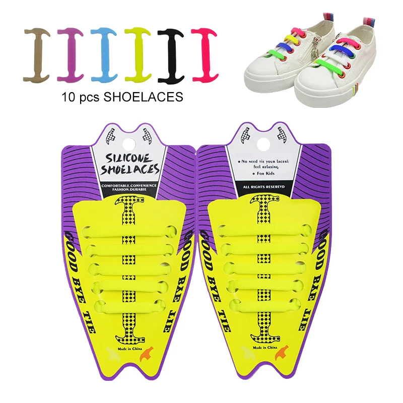10 шт./компл. эластичные силиконовые шнурки для обуви Дети ленивые шнурки без завязок для детей взрослых кроссовки подходят ремень шнурка