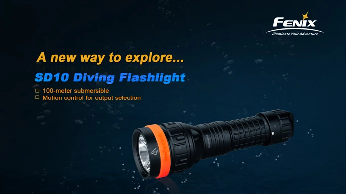 FENIX SD10 930 Люмен Cree XM-L2(T6) нейтральный белый светодиод фонарик для дайвинга питание от одного 18650 или двух батарей CR123A
