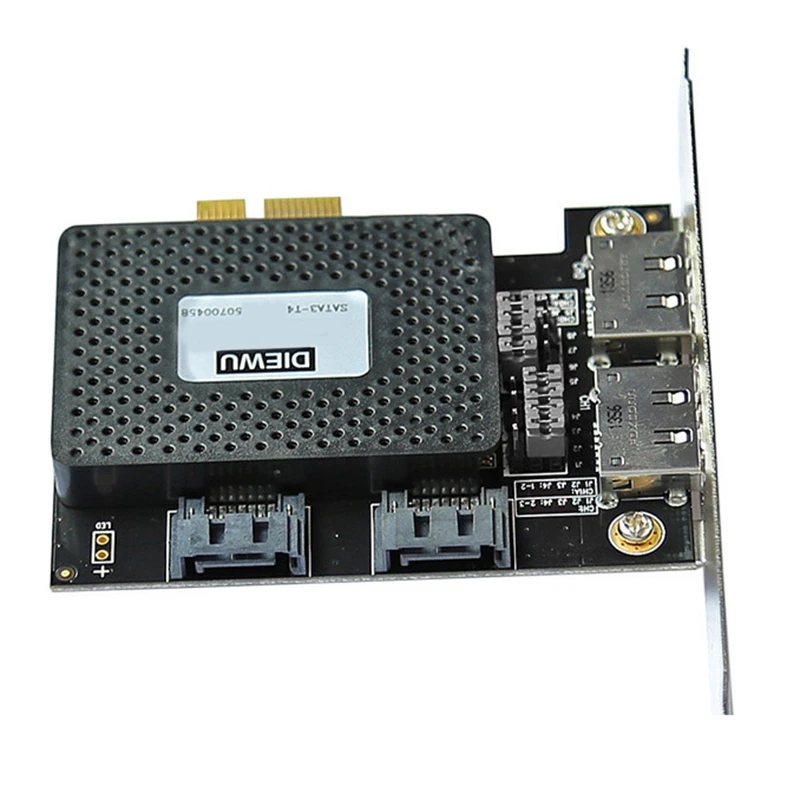 Плата расширения DIEWU PCI Express PCI-E 1X to 2 ESATA + SATA3 для активированного Ssd твердотельного