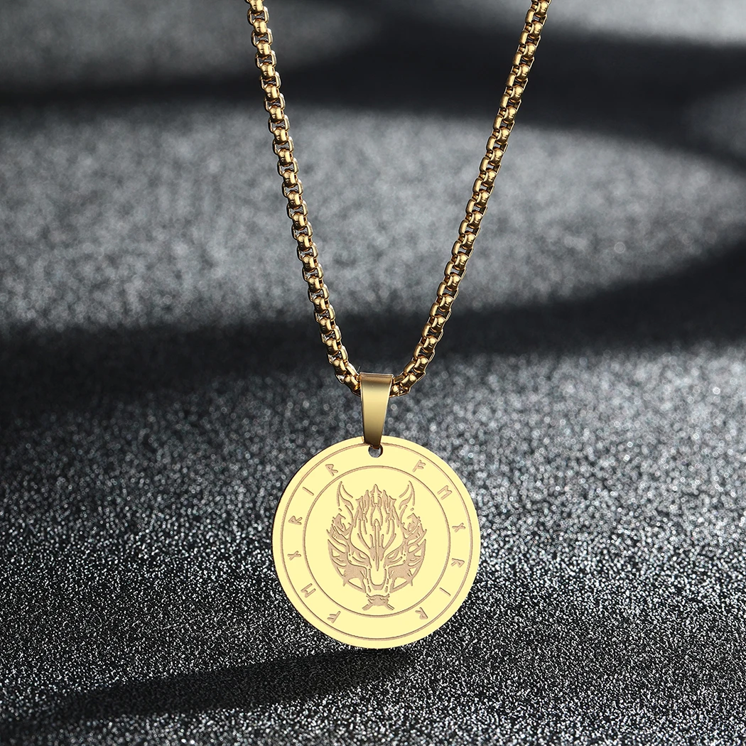 

Fenrir or Fenrisúlfr Wolf Pendant Necklace for Men Women Son of Loki Amulet of Norse Mythology Charm Choker Chain Jewelry Gift