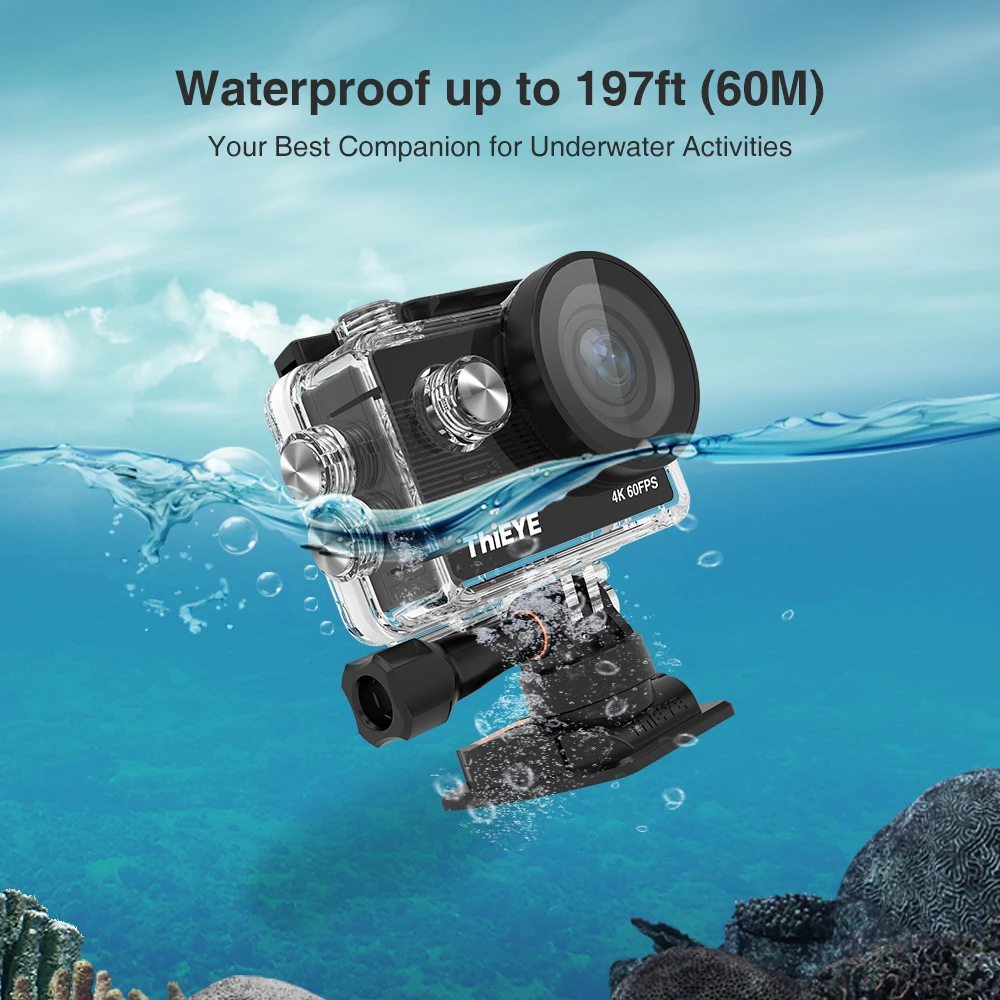 Hieye T5 Pro Ultra HD 4K 60fps сенсорный экран WiFi Экшн камера с дистанционным управлением 60 м