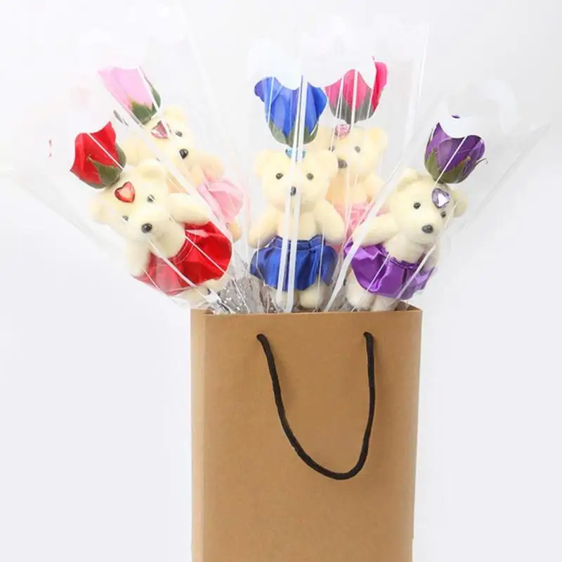 1 шт. ароматизированное мыло для ванны роза медведь цветок лепесток с подарочной