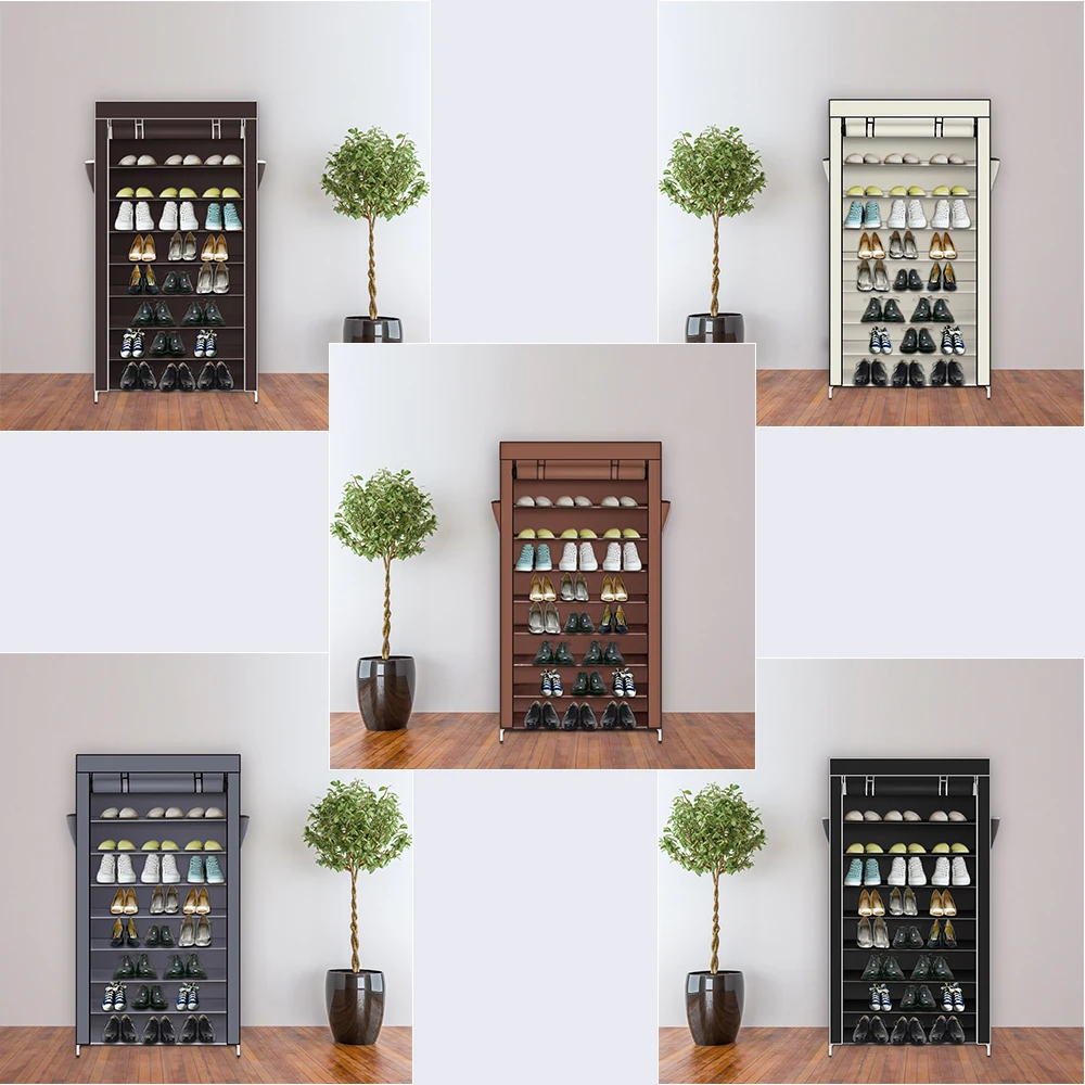 10 ярусов для прихожей органайзер обуви из ткани Оксфорд пыленепроницаемый шкаф